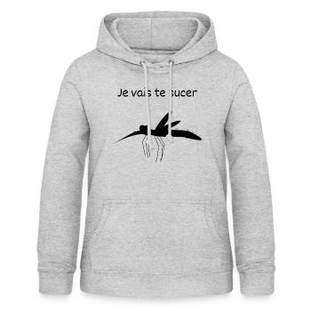 Je vais te sucer moustique - Sweat à capuche Femme - gris clair chiné - Devant - AI Model Female 172 light (172cm)