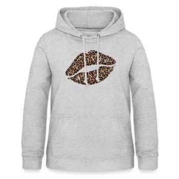 Gepard Muster Lippen - Frauen Hoodie - Hellgrau meliert - Vorne - AI Model Female 172 light (172cm)