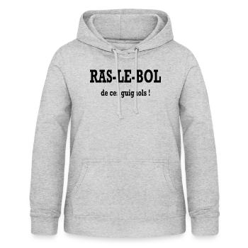Ras-le-bol de ces guignols - Sweat à capuche Femme - gris clair chiné - Devant - AI Model Female 172 light (172cm)