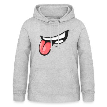 bouche drôle avec la langue - Sweat à capuche Femme - gris clair chiné - Devant - AI Model Female 172 light (172cm)