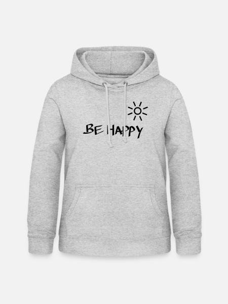 Be Happy - Frauen Hoodie - Hellgrau meliert