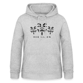 Rébellion anonyme - Sweat à capuche Femme - gris clair chiné - Devant - AI Model Female 172 light (172cm)