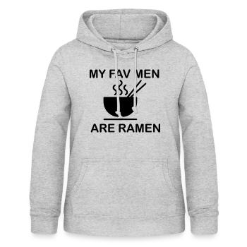 RAMEN My fav men lustiger Spruch - Sweat à capuche Femme - gris clair chiné - Devant - AI Model Female 172 light (172cm)