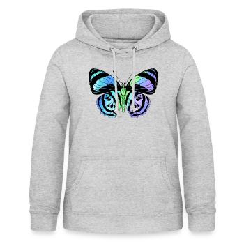 papillon papillon animal coloré couleur - Sweat à capuche Femme - gris clair chiné - Devant - AI Model Female 172 light (172cm)