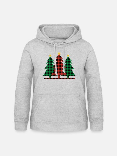 Karo Weihnachtsbäume - Frauen Hoodie - Hellgrau meliert