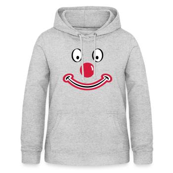 Clownsgesicht mit roter Nase. Clownsgesicht - Frauen Hoodie - Hellgrau meliert - Vorne - AI Model Female 172 light (172cm)