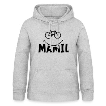 Mamil. Vélo de route, bière et vin et mauvais vêtements - Sweat à capuche Femme - gris clair chiné - Devant - AI Model Female 172 light (172cm)