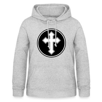 Cross symbol - Women's Hoodie - light heather grey - Front - AI Model Female 172 light (172cm)