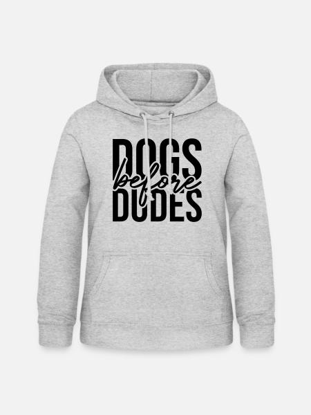 Dogs before Dudes - Frauen Hoodie - Hellgrau meliert