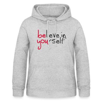 Slogan glaube an dich. glaub an dich - Frauen Hoodie - Hellgrau meliert - Vorne - AI Model Female 172 light (172cm)