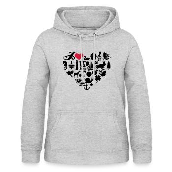 I love - Frauen Hoodie - Hellgrau meliert - Vorne - AI Model Female 172 light (172cm)