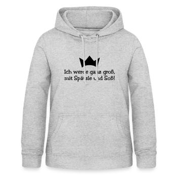 Ich werde ganz groß mit Spätzle und Soß - Frauen Hoodie - Hellgrau meliert - Vorne - AI Model Female 172 light (172cm)