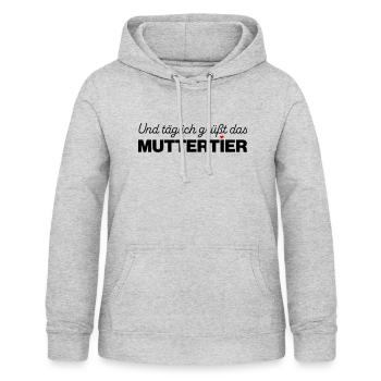 Und täglich grüßt das Muttertier - mit Farbwahl - Frauen Hoodie - Hellgrau meliert - Vorne - AI Model Female 172 light (172cm)