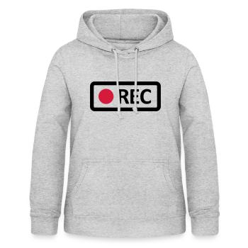 Kamera REC Aufnahmetaste. Aufnehmen, live, rec - Frauen Hoodie - Hellgrau meliert - Vorne - AI Model Female 172 light (172cm)