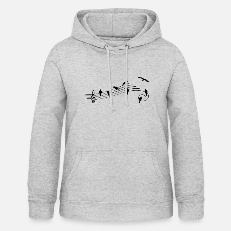 Bar à musique avec des oiseaux comme notes de musique. - Sweat à capuche Femme - gris clair chiné