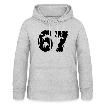 67 Zahl Trikot - Frauen Hoodie - Hellgrau meliert - Vorne - AI Model Female 172 light (172cm)