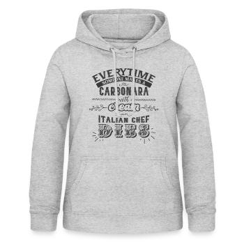 Carbonara Pasta mit Sahne - Frauen Hoodie - Hellgrau meliert - Vorne - AI Model Female 172 light (172cm)