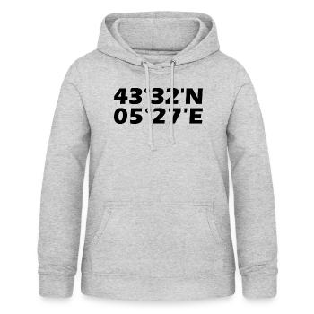 Aix-en-Provence Koordinaten - Frauen Hoodie - Hellgrau meliert - Vorne - AI Model Female 172 light (172cm)