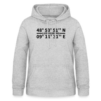 Ludwigsburg Koordinaten - Frauen Hoodie - Hellgrau meliert - Vorne - AI Model Female 172 light (172cm)