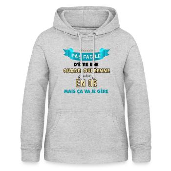 Ma Guadeloupéenne En Or Cadeau Femme - Sweat à capuche Femme - gris clair chiné - Devant - AI Model Female 172 light (172cm)