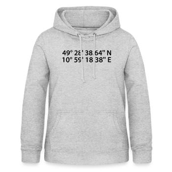Fürth Koordinaten - Frauen Hoodie - Hellgrau meliert - Vorne - AI Model Female 172 light (172cm)