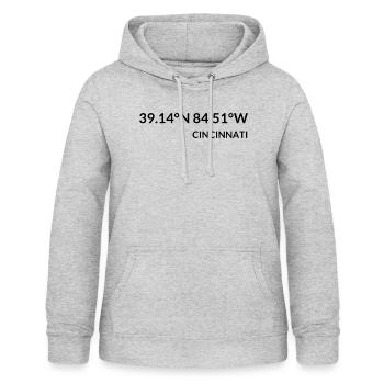 Cincinnati Ohio USA Koordinaten - Frauen Hoodie - Hellgrau meliert - Vorne - AI Model Female 172 light (172cm)