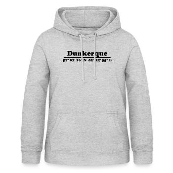 Coordonnées de Dunkerque - Sweat à capuche Femme - gris clair chiné - Devant - AI Model Female 172 light (172cm)