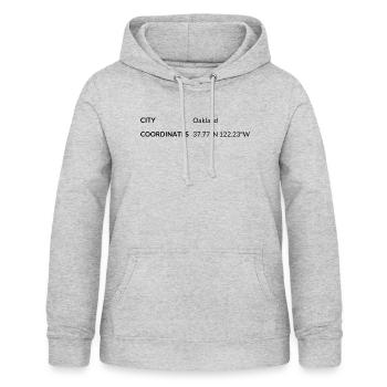 Oakland California USA Koordinaten - Frauen Hoodie - Hellgrau meliert - Vorne - AI Model Female 172 light (172cm)