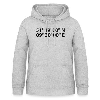 Kassel Koordinaten - Frauen Hoodie - Hellgrau meliert - Vorne - AI Model Female 172 light (172cm)