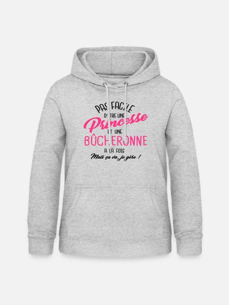 Princesse et bûcheronne - Sweat à capuche Femme - gris clair chiné