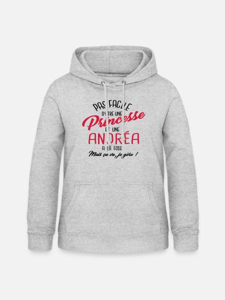 Princesse et Andréa - Sweat à capuche Femme - gris clair chiné