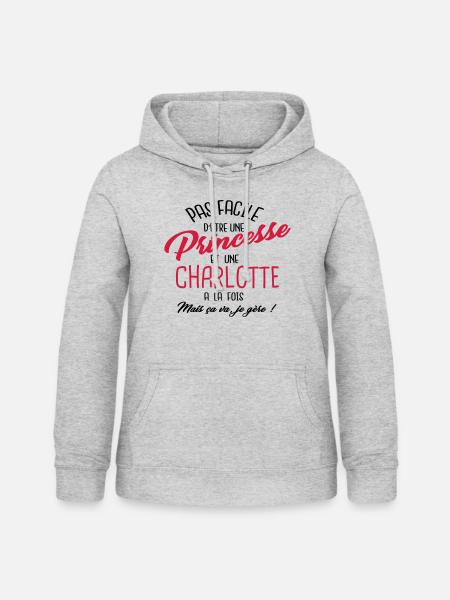 Princesse et Charlotte - Sweat à capuche Femme - gris clair chiné