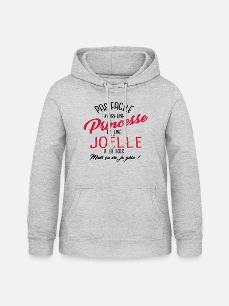 Princesse et Joëlle - Sweat à capuche Femme - gris clair chiné
