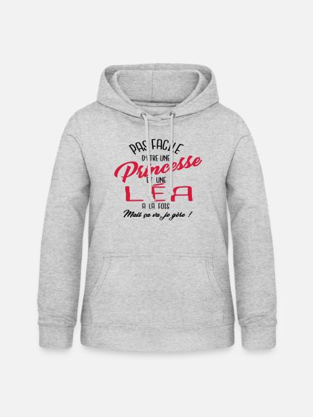 Princesse et Léa - Sweat à capuche Femme - gris clair chiné