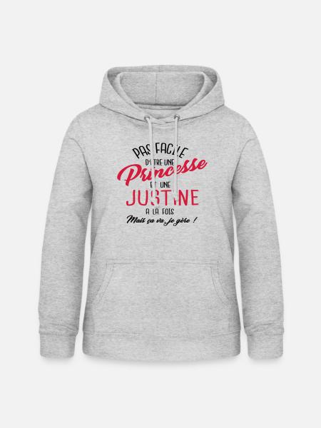 Princesse et Justine - Sweat à capuche Femme - gris clair chiné