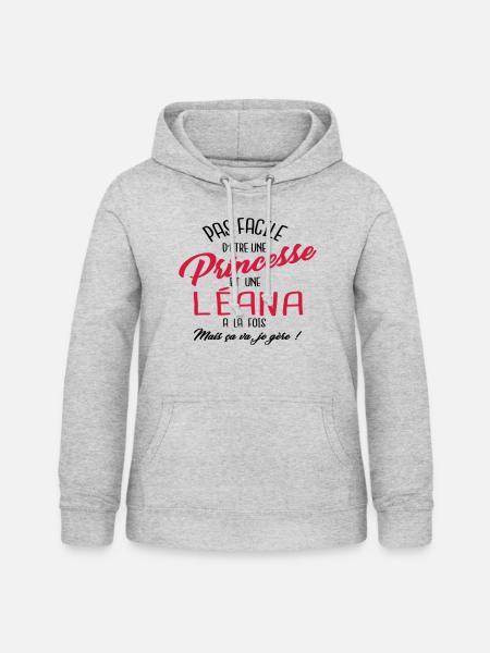 Princesse et Léana - Sweat à capuche Femme - gris clair chiné