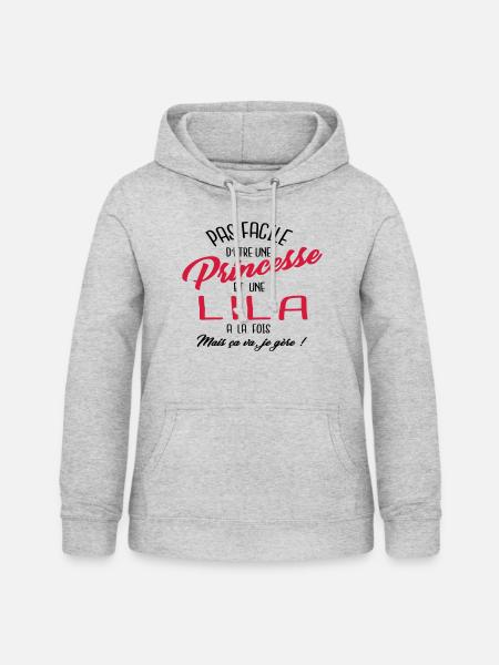 Princesse et Lila - Sweat à capuche Femme - gris clair chiné