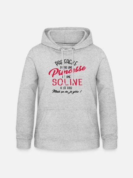 Princesse et Soline - Sweat à capuche Femme - gris clair chiné