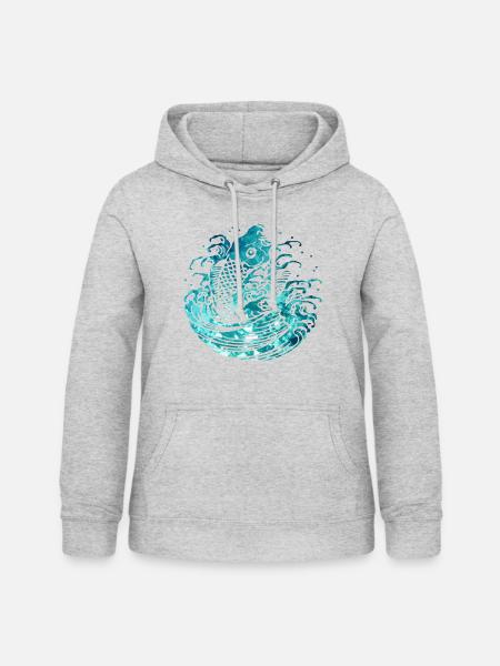 Fisch - Frauen Hoodie - Hellgrau meliert