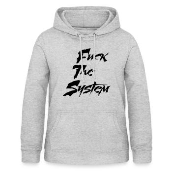 Fuck the system - Frauen Hoodie - Hellgrau meliert - Vorne - AI Model Female 172 light (172cm)