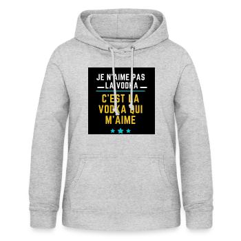 Je n aime pas la vodka c est la vodka qui m'aime - Sweat à capuche Femme - gris clair chiné - Devant - AI Model Female 172 light (172cm)