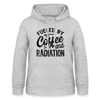 Angetrieben durch Kaffee und Strahlung - Frauen Hoodie - Hellgrau meliert - Vorne - AI Model Female 172 light (172cm)