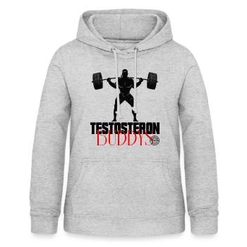 Testosteron Buddys Fitness Bodybuilding Workout - Frauen Hoodie - Hellgrau meliert - Vorne - AI Model Female 172 light (172cm)