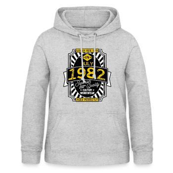 1982 JULI - Frauen Hoodie - Hellgrau meliert - Vorne - AI Model Female 172 light (172cm)