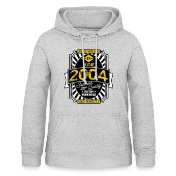 JUNI 2004 - Frauen Hoodie - Hellgrau meliert - Vorne - AI Model Female 172 light (172cm)