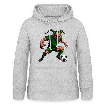 Football du diable - Sweat à capuche Femme - gris clair chiné - Devant - AI Model Female 172 light (172cm)