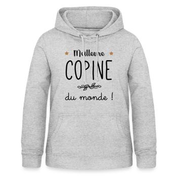 meilleure copine du monde - Sweat à capuche Femme - gris clair chiné - Devant - AI Model Female 172 light (172cm)