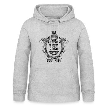 1958 - Frauen Hoodie - Hellgrau meliert - Vorne - AI Model Female 172 light (172cm)