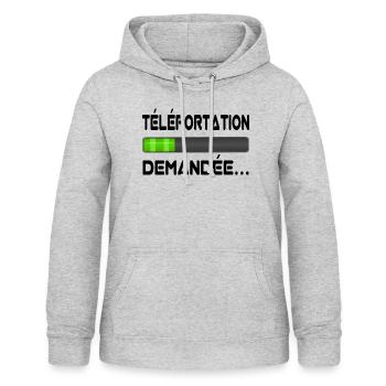 téléportation demandée - Sweat à capuche Femme - gris clair chiné - Devant - AI Model Female 172 light (172cm)