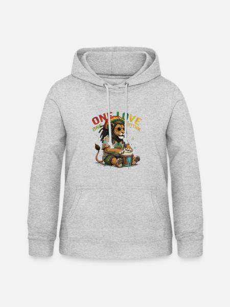 Reggae Löwe One Love Rhythm Trommel - Frauen Hoodie - Hellgrau meliert